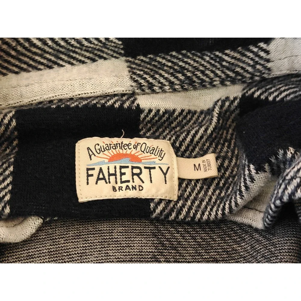 Faherty Brand Mens Legend Sweater Shirt M‎ White Navy Blue Buffalo Check Plaid